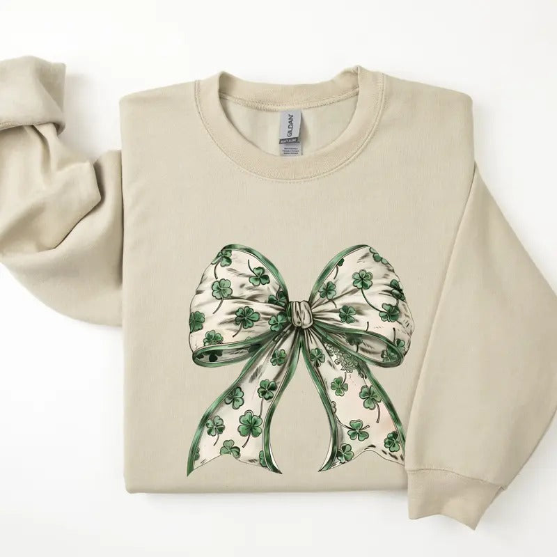 Retro Coquette St Patrick's Day Sweatshirt, Coquette St Patty's Day Shirt, Lucky Shamrock Shirt, St Patricks Coquette...
