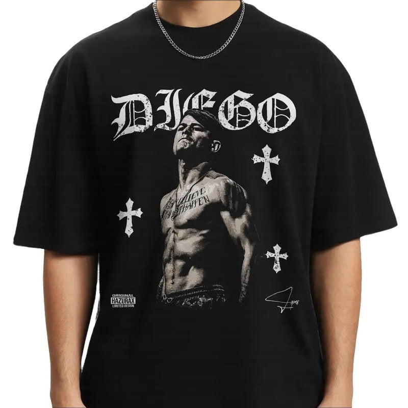Retro Diego Lopes MMA Vintage 90s Graphic Collage T-Shirt for Men - 100% Cotton, Medium Fabric, Classic Fit, Crew Neck,...