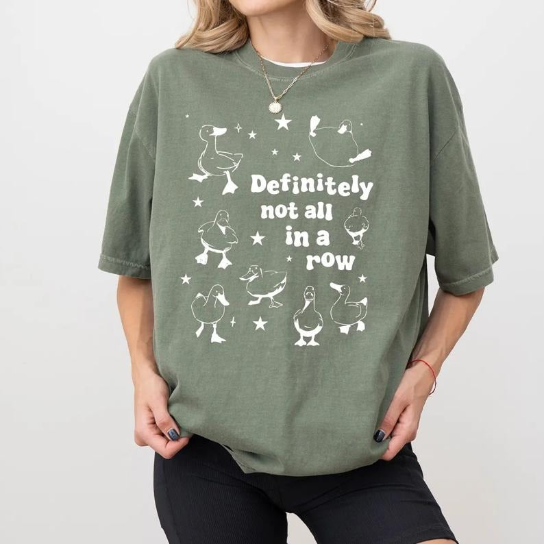 Retro Ducks T-Shirt, Definitely Not In A Row Shirt, Funny Saying Tee, Trendy Meme Tee, Funny Mental Health Gift. Hoodie,...