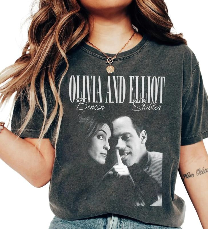 Retro Elliot Stabler And Olivia Benson Shirt, Elliot And Olivia Shirt Law And Order Svu Tee 90s, Graphic Tee 90s Movie...