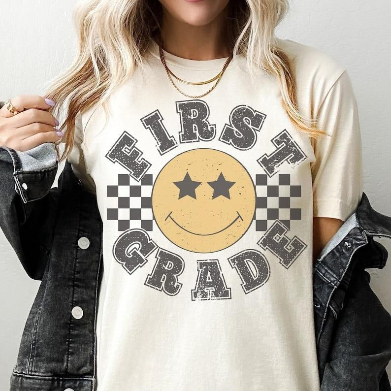 Retro First Grade Teacher Shirt 1st Grade Teacher Shirt First Day School Matching New Teacher Teacher Squad Vintage T-Shirts, Hoodie, Sweatshirt