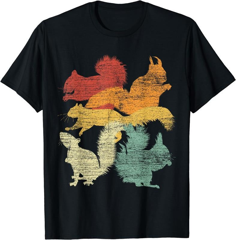 Retro Forest Animal Lover Gift Idea Squirrel T-Shirt | Unisex Cotton Tee, Short Sleeve, Size S-5XL Hoodie, Sweatshirt