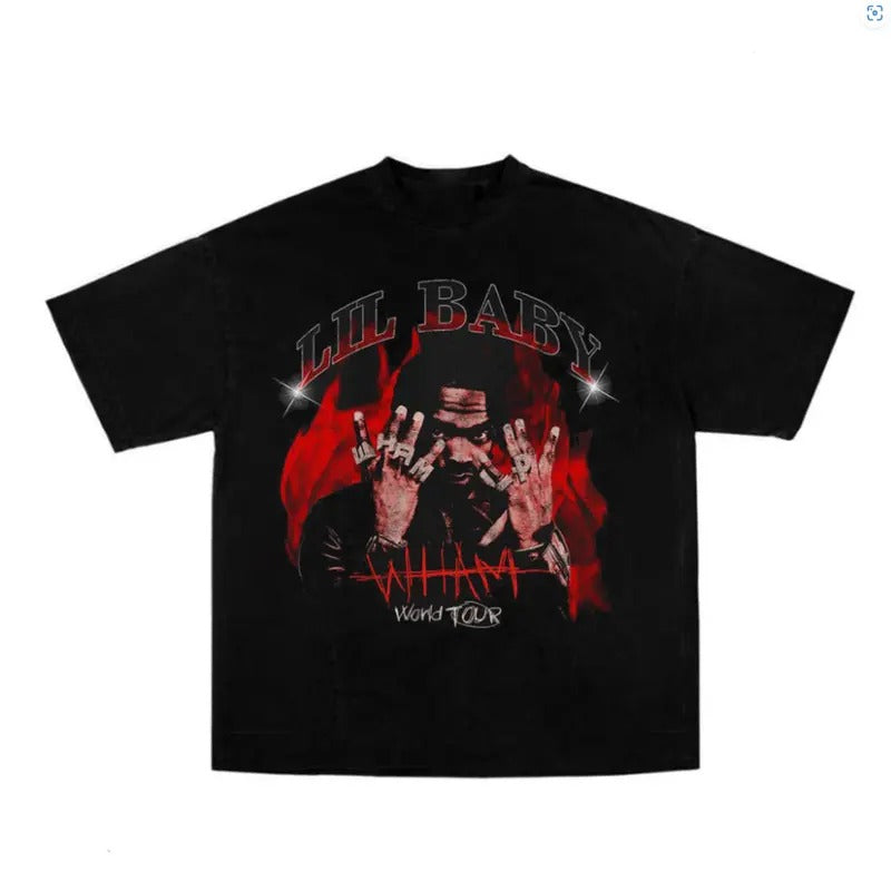 Retro Gift Lil Baby Wham World Tour T-Shirt Rap Tees Hip Hop Hoodie, Sweatshirt | HypeCrazeTee.com