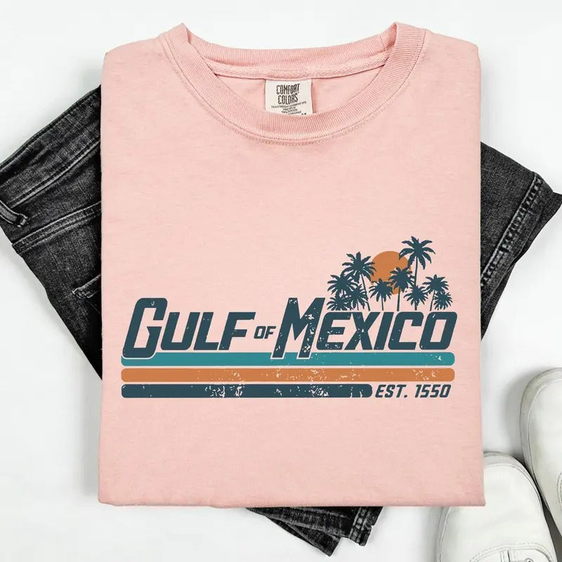 Retro Gulf Of Mexico, Vintage, Established 1550, Beach, Palm Trees Tshirt, Women's Comfort Colors Tee Hoodie, Sweatshirt