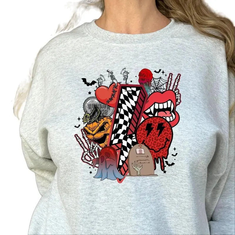 Retro Horror Crewneck Sweatshirt T-Shirts, Hoodie | HypeCrazeTee.com