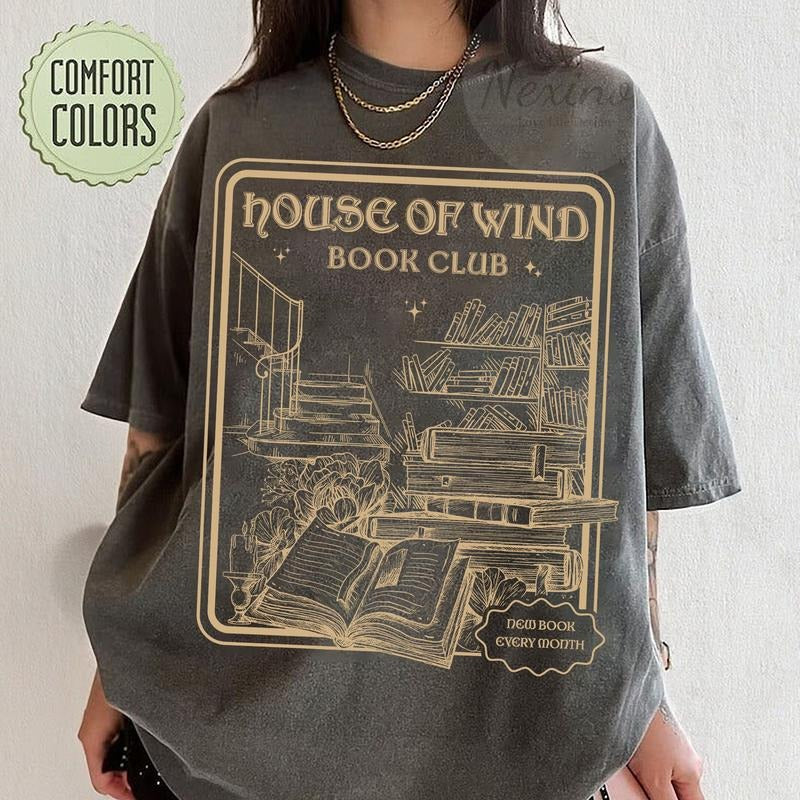 Retro House Of Wind Book Club Valkyrie Reading Room T-Shirt, Acotar Velaris The Night Court, Book Lover Tee, Gift For...