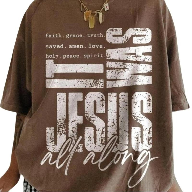 Retro It Was Jesus All Along Grunge Graphic Tee, Bible Spirit Christian Shirt, Jesus Apparel, Faith Religious Christians...