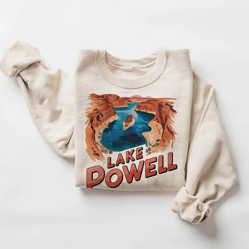 Retro Lake Powell Desert Scene Sweatshirt - Nineties 90s Vintage Glen Canyon Colorado River Outfit - Boho Unisex Crewneck...