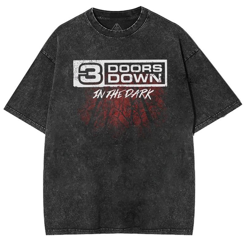 Retro Limited In The Dark 3 Doors Down T-Shirt, Rock The South Tour 2025 Rock Band Unisex Oversized Cotton Washed Tee,...