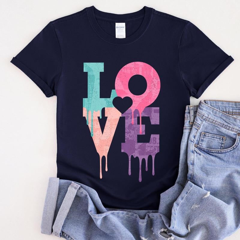 Retro Love Dripping Paint, Super Soft Tshirt, Valentine's Day Hoodie, Sweatshirt | HypeCrazeTee.com