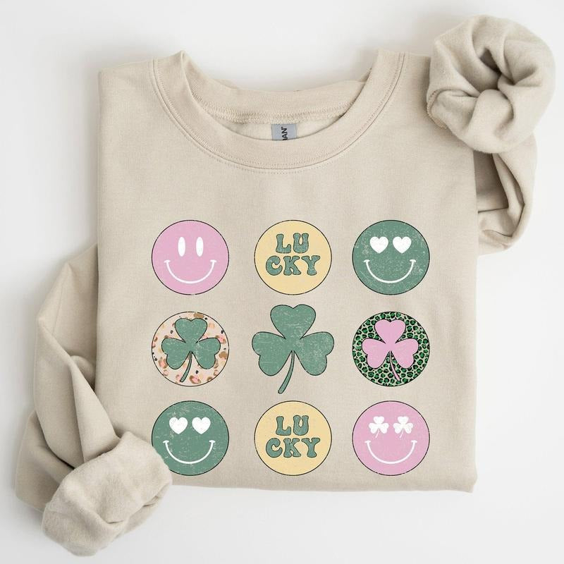 Retro Lucky Smileys, St Patrick's Day Sweatshirt T-Shirts, Hoodie | HypeCrazeTee.com
