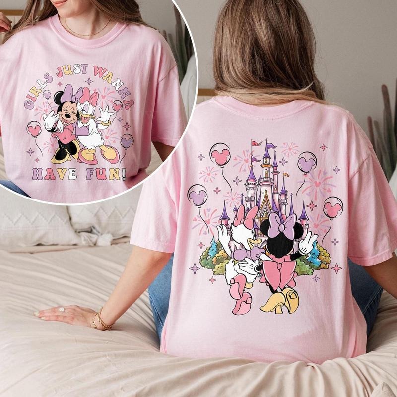 Retro Magic Kingdom Girls Trip Shirt, Girls Just Wanna Have Fun Shirt, Minnie Daisy Castle Tee, Matching Bestie Shirt,...