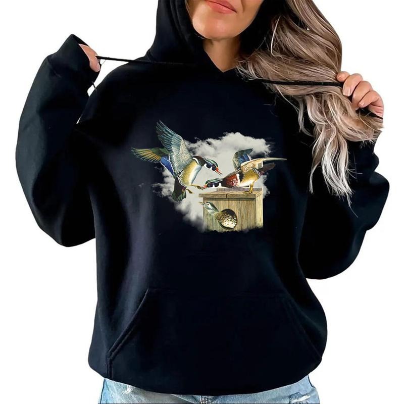 Retro Mallard Duck Unisex Sweatshirt Hoodie, Tshirt for duck husbands and Mallard duck lovers Cotton Womenswear