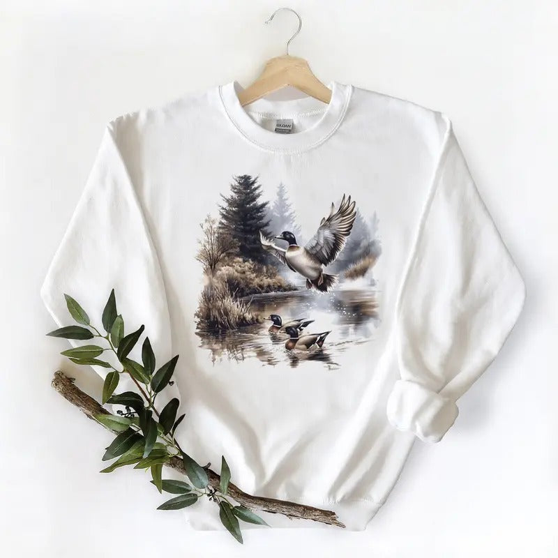 Retro Mallard Ducks Shirt 90s Duck Forest Nature Outfit T-shirt Sweatshirt Hoodie Cotton  Womenswear | HypeCrazeTee.com