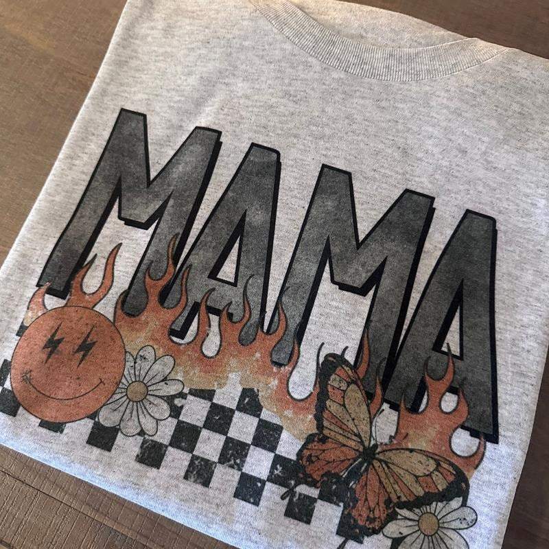 Retro Mama Flame Checkered Shirt, Sweatshirt Mothers Day Gift Idea, Matching Mamas Boy and Mamas Girl, western clothing,...