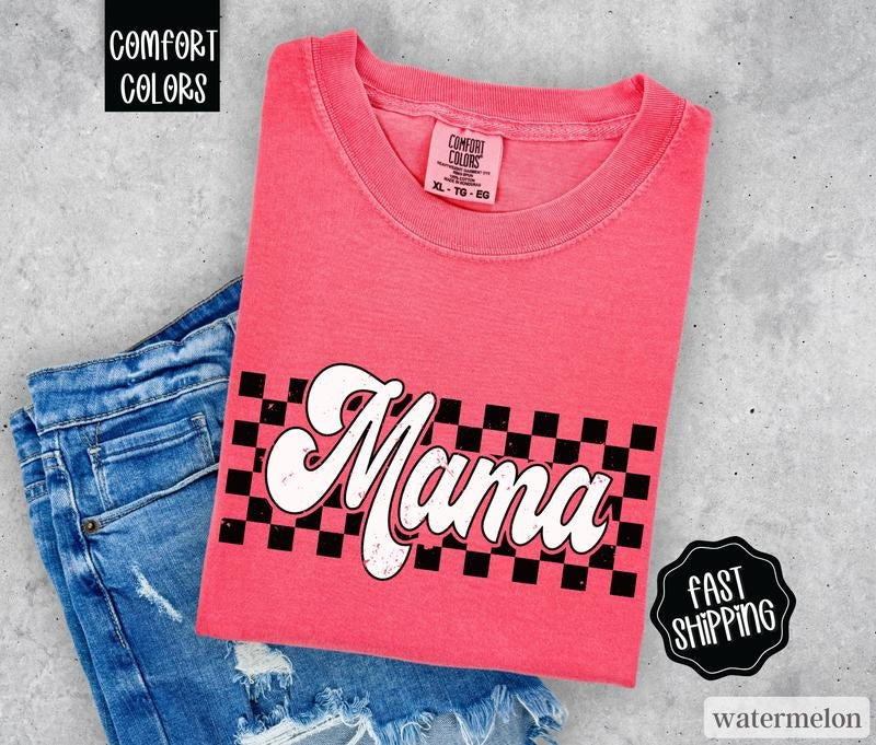 Retro Mama Shirt Comfort Colors, Mother's Day Gift for Mom, Cute Mom Shirt, Oversized Mama Tshirt Hoodie, Sweatshirt