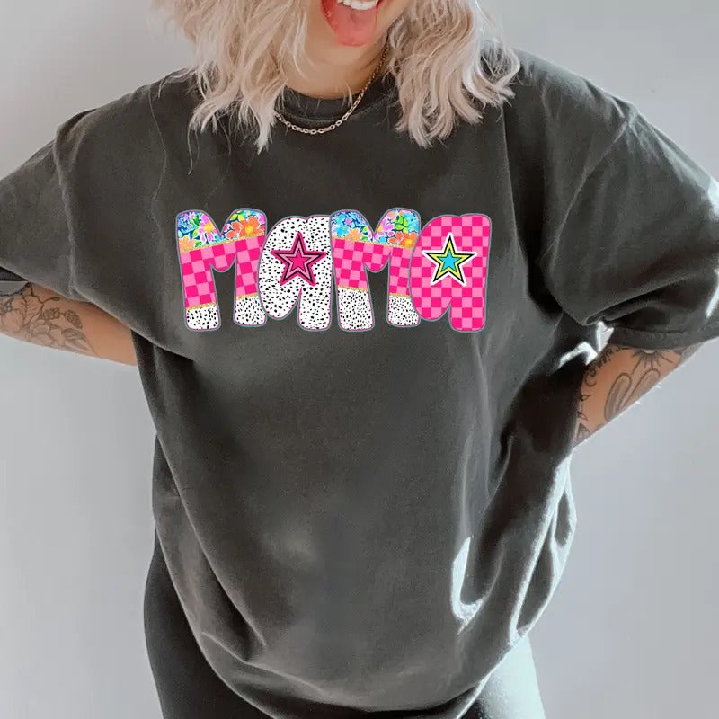 Retro Mama Star Shirt ~ Relaxed Fit Printed USA Womenswear Casual Comfort Cotton Top Athletic Boho Chic T-Shirts, Hoodie, Sweatshirt