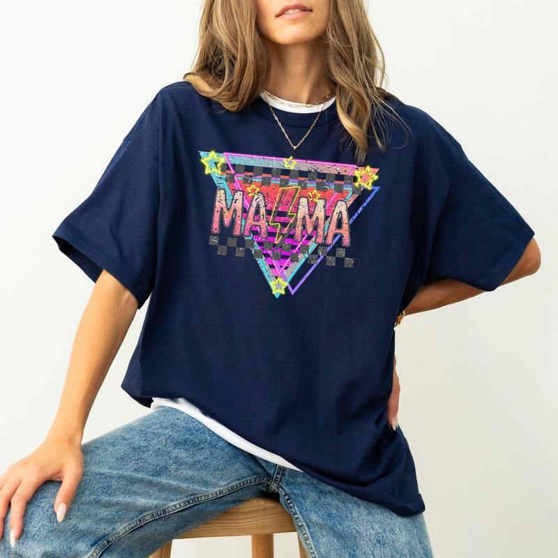 Retro Mama, 80s Style, Colorful, Vintage, Mom, Mother, Baby Shower, Pregnant, Tshirt, Women's Comfort Color Tee, Tshirt...