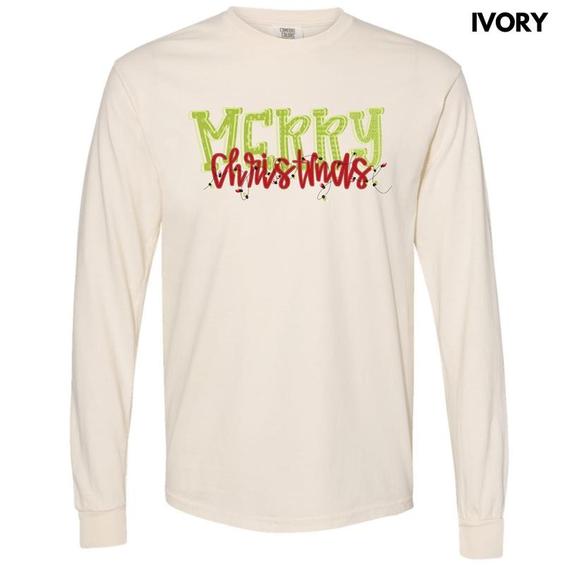 Retro Merry Christmas Long Sleeve Comfort Colors T-Shirt 'NLB' Hoodie, Sweatshirt | HypeCrazeTee.com