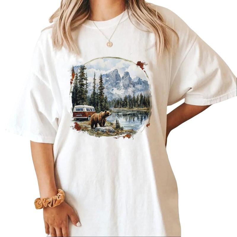 Retro Mountain Bear Forest Hoodie T-shirts and Sweatshirts National Hunting Day Outfits 1 Cotton Menswear | HypeCrazeTee.com