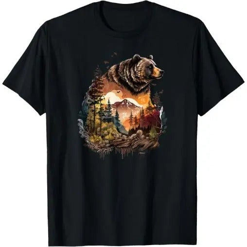 Retro Mountain Nature Animal Wildlife Forest Outdoors Bear T-Shirt Made in USA Hoodie, Sweatshirt | HypeCrazeTee.com