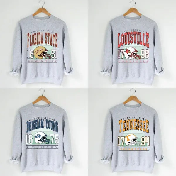 Retro NCAA University Football Sweatshirt, Classic Crewneck for Men & Women T-Shirts, Hoodie | HypeCrazeTee.com