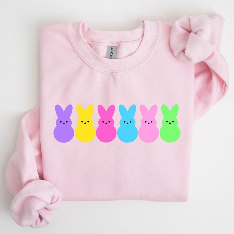 Retro Peeps, Easter Candy, Rabbit, Bunny Sweatshirt, Women's Crew Neck, Crewneck T-Shirts, Hoodie | HypeCrazeTee.com
