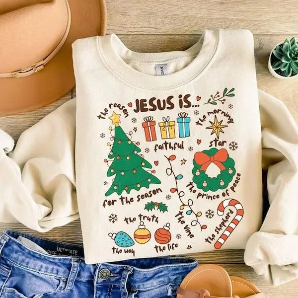 Retro Religious Christmas Sweatshirt, Jesus is the Reason for the Season Sweater, Retro Nativity  T-shirt, sweater and Hoodie