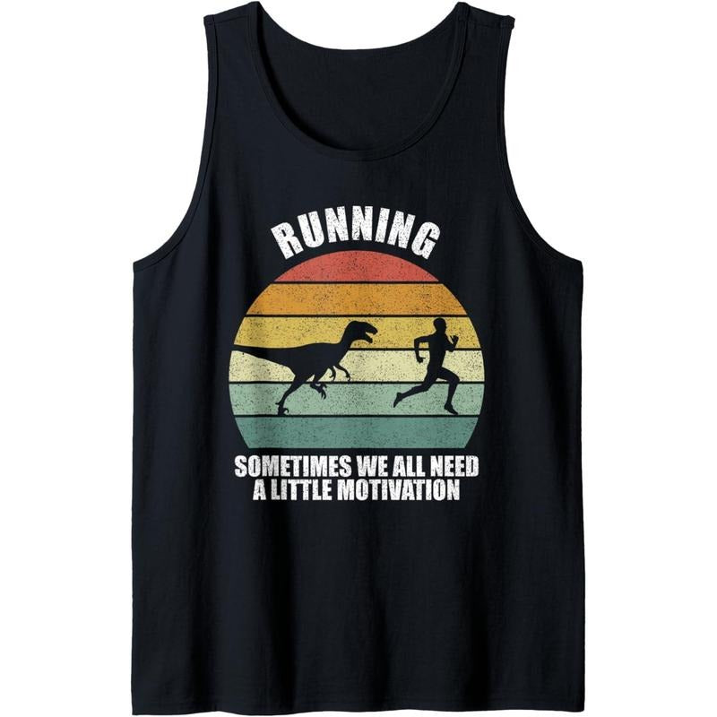Retro Running T Rex Shirt Funny Dinosaur Running Motivation Tank Top Made USA T-Shirts, Hoodie, Sweatshirt