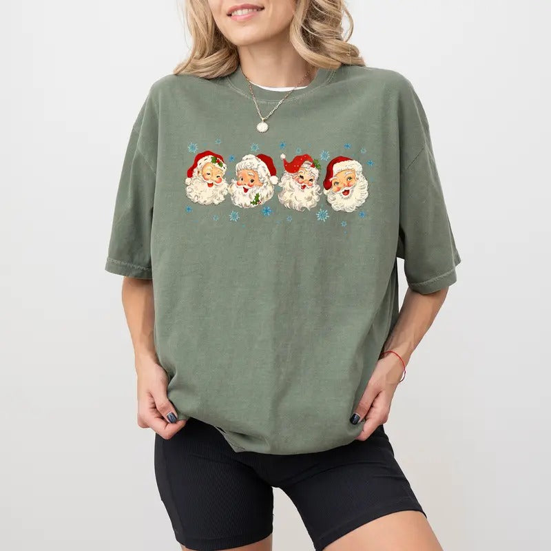 Retro Santa Claus Shirt Comfort Colors, Vintage Christmas Santa Tee, Cute Christmas Tshirt, Trendy Santa Shirt for Women,...
