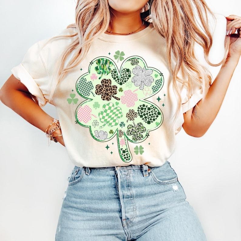 Retro Shamrock, St. Patrick's Day, Coquette St. Patty's Day, Lucky Tshirt Hoodie, Sweatshirt | HypeCrazeTee.com