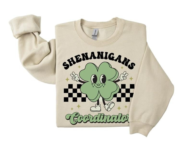 Retro Shenanigans Coordinator Sweatshirt, St Patrick's Day Sweatshirt, Funny Irish Sweatshirt T-Shirts, Hoodie