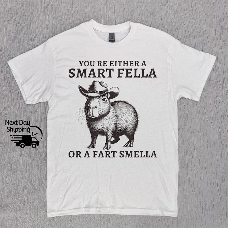 Retro Smart Fella Capybara 90s Shirt, Funny Capybara Vintage T-shirt, Vintage 90s Shirt, Washed Shirt, Vintage Distressed...