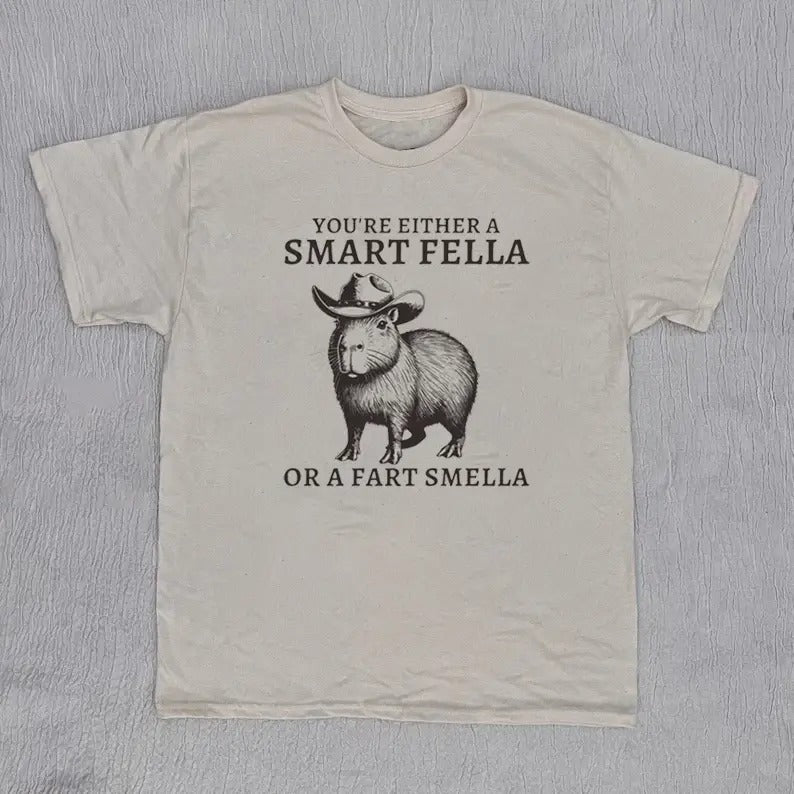 Retro Smart Fella Capybara 90s T-Shirt, Funny Capybara Vintage T-shirt, Vintage 90s Shirt, Vintage Distressed Tee, Funny...