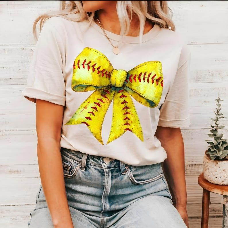 Retro Softball Bow Tshirt, Coquette Bow Softball Tshirt, Mama mom, Softball T Shirt Hoodie, Sweatshirt | HypeCrazeTee.com