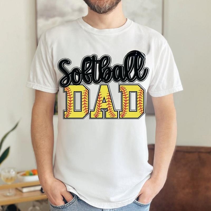 Retro Softball Dad Shirt for Men Unisex Premium 100% Cotton Funny Game Day Father's Day Gift