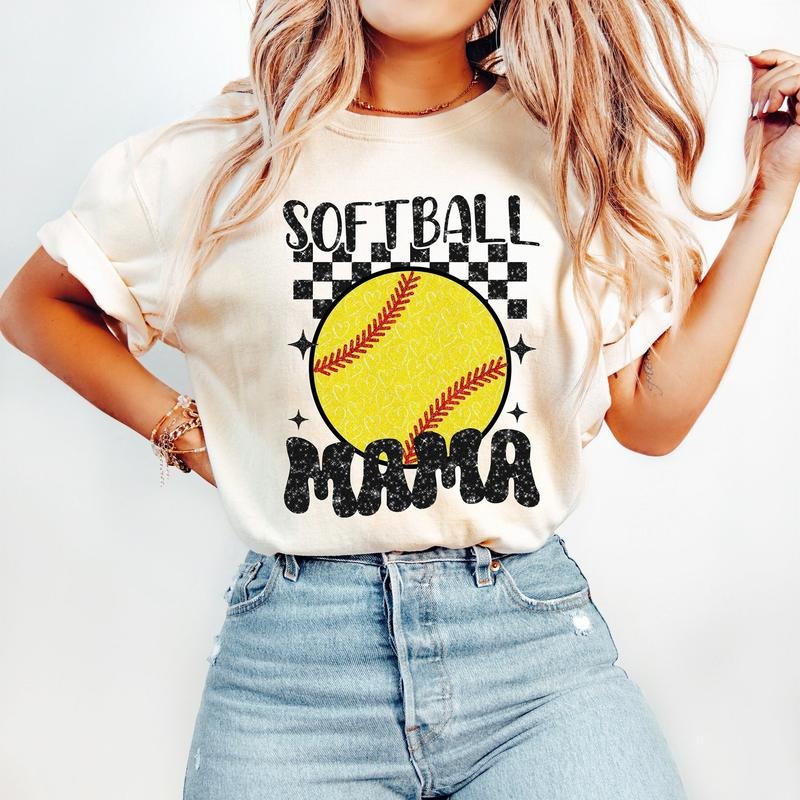 Retro Softball Mama Shirt, Softball Sports T-Shirt, Trendy Retro Mom Cotton Unisex Tshirt Hoodie, Sweatshirt