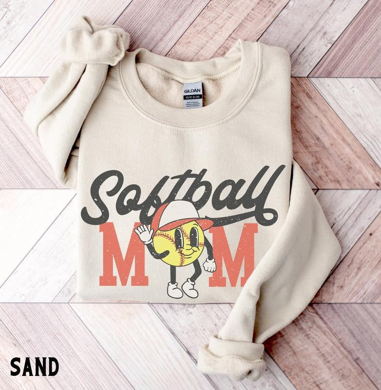 Retro Softball Mama Sweatshirt Cute Softball Mom Crewneck Softball Sweater Gift For Softball Mom Softball Lover Gifts ...