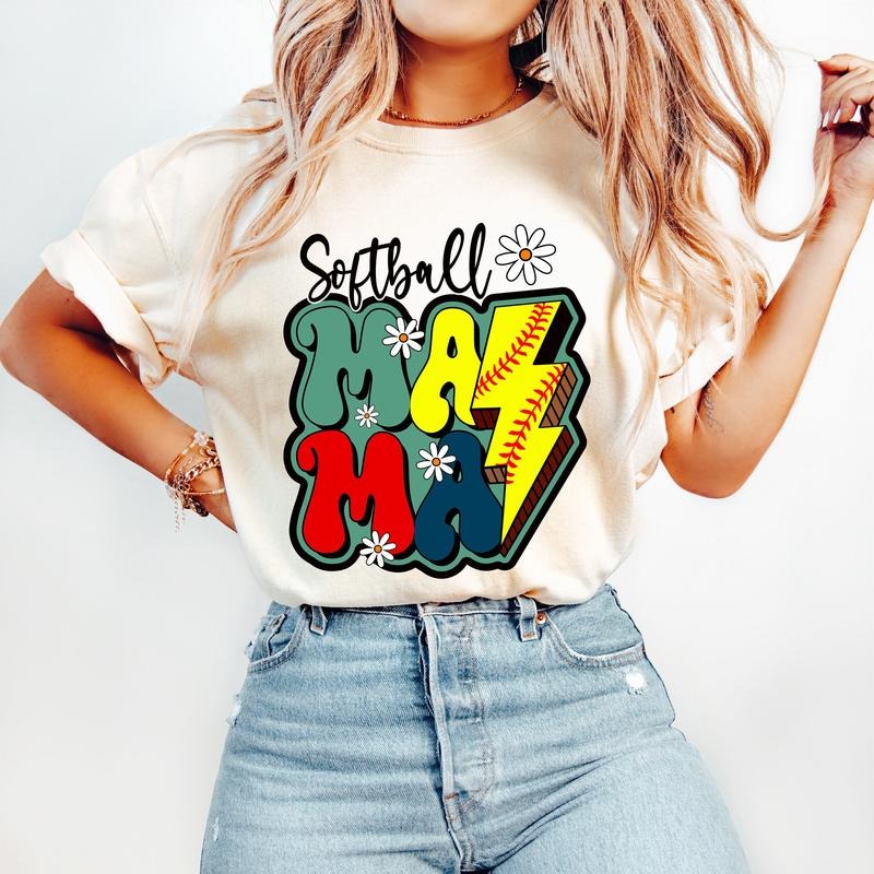 Retro Softball Mama T-Shirt, Softball T-Shirt, Sports T-Shirt, Trendy Retro Mom T-Shirt, Hoodie, Sweatshirt