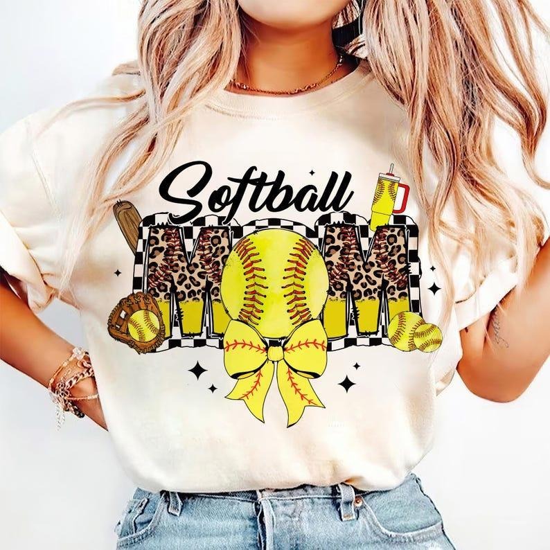 Retro Softball Mama tshirt, Game Day Bow sweatshirt, Checkered Softball T-Shirt, mother's day gift Hoodie | HypeCrazeTee.com