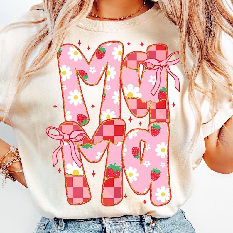 Retro Strawberry Mama Coquette Preppy Cherry Strawberries Strawberry Festival Summer Strawberry Fruit Lover T-Shirts, Hoodie, Sweatshirt