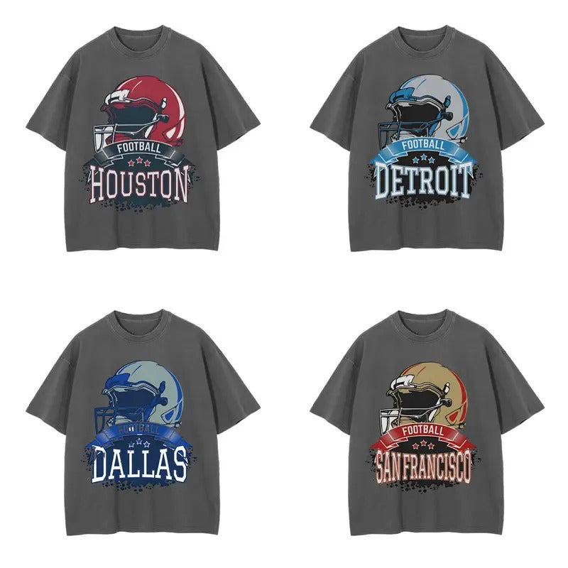 Retro T-Shirt Showcasing All Football Teams - Dark Heather Color Hoodie, Sweatshirt | HypeCrazeTee.com