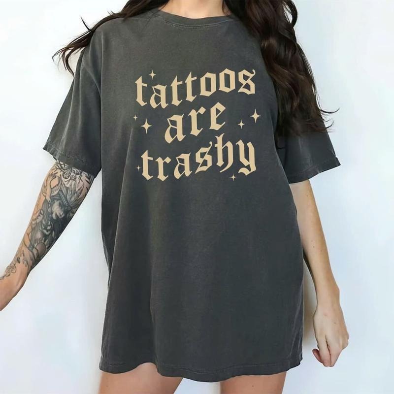 Retro Tattoos Are Trashy Shirt Comfort Colors, Funny Tattoo T-shirt, Tattoos Are for Idiots Tees,  Casual Women's Tops,...