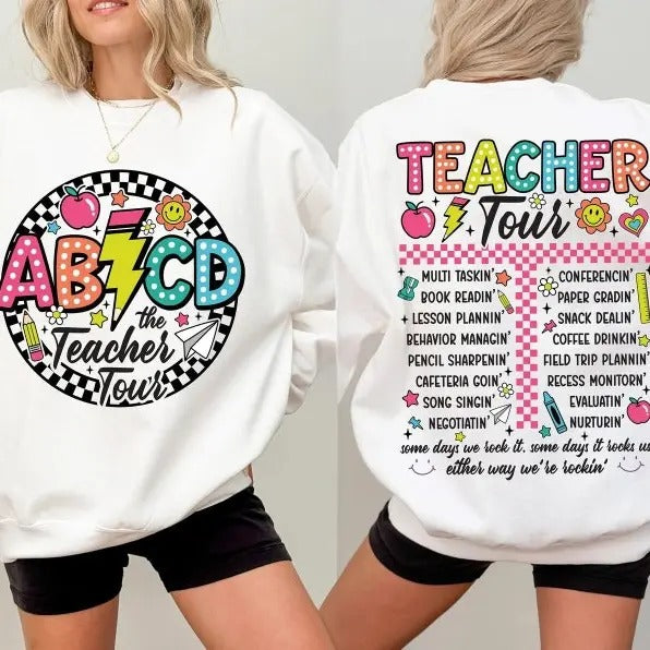 Retro Teacher Tour Shirt, ABCD Teacher Tour Shirt, Back To School, End of Year Shirt, Teacher Gift, Teacher T shirt,...
