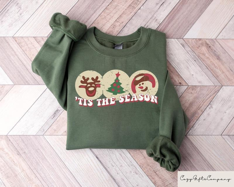 Retro Tis The Season Christmas Shirt, Christmas Sugar Cookies Sweatshirt, Christmas Cookies Matching Shirts, Christmas...