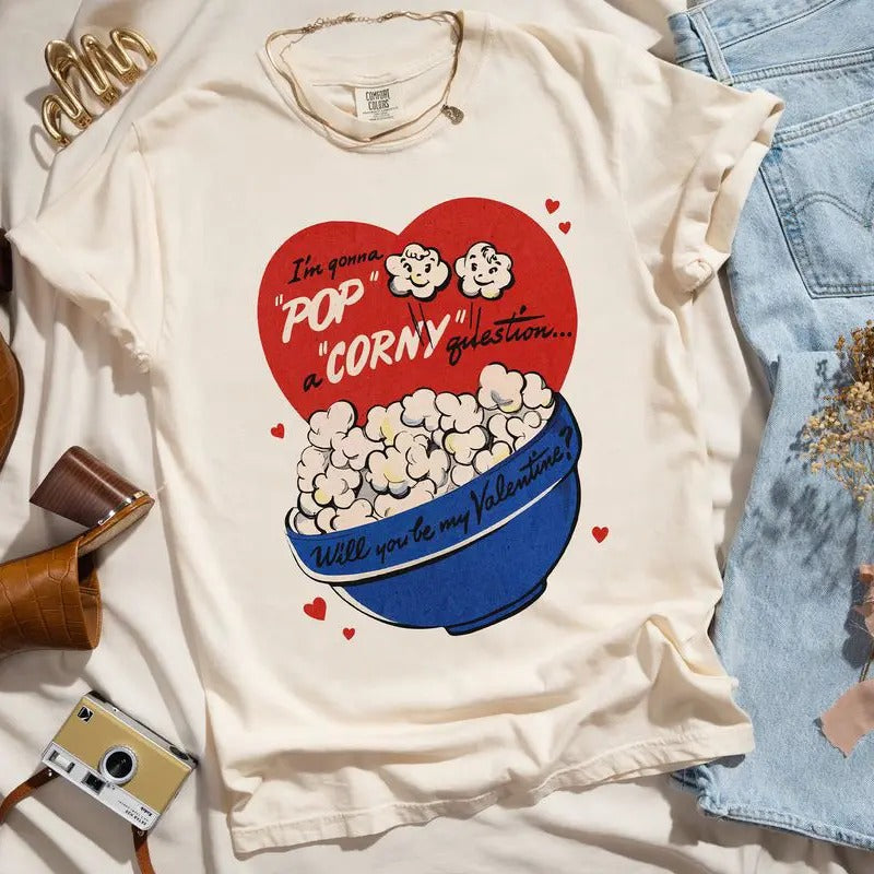 Retro Valentines Day Shirt, Valentines Day Gift For Her, Funny Vintage Tee Shirt, Comfort Colors Shirt, Mid Century...