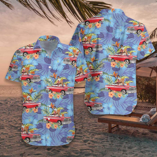 Retro Vintage Girl Car Hawaiian Shirt Hw5608
