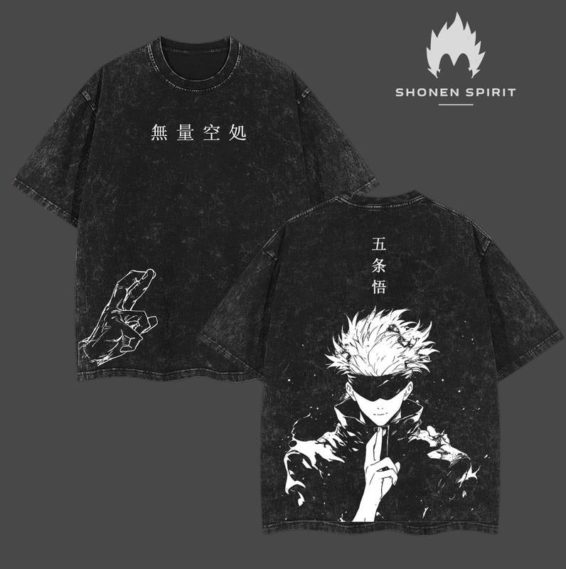 Retro Vintage Gojo - Jujutsu Kaisen Anime Double Printed Vintage Washed Tee Unisex Oversize Anime Manga Washed...