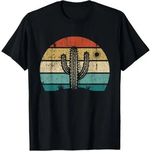 Retro Vintage Saguaro Cactus Cactus Sunset Opuntia Cactaceae T-Shirt Made in USA Hoodie, Sweatshirt | HypeCrazeTee.com
