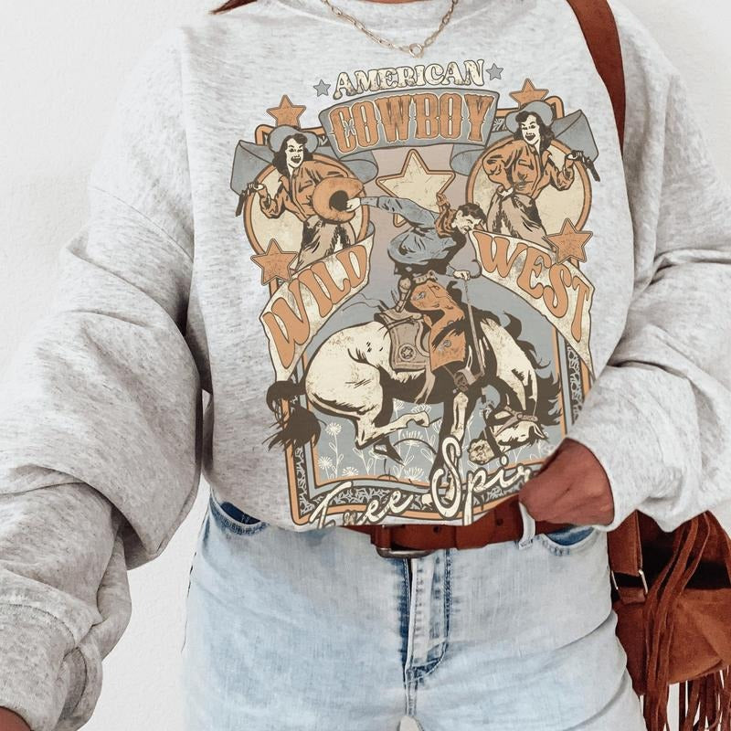 Retro Western Crewneck Sweatshirt, Trendy western sweatshirts, Country Music Sweatshirt Nashville Sweatshirt Top...